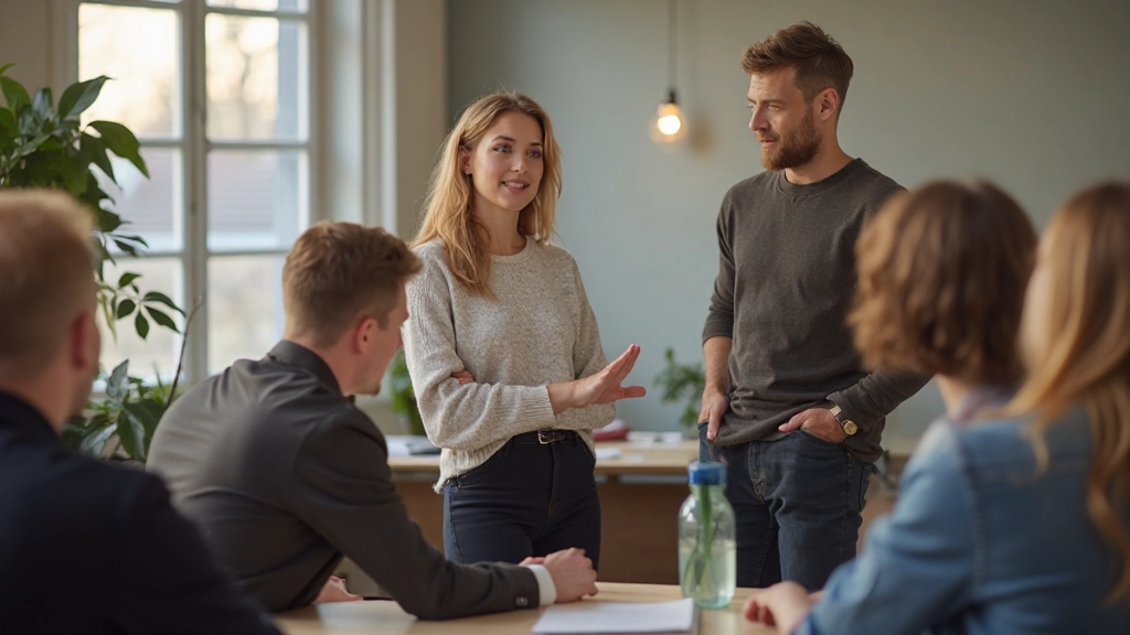 Taalleraar begeleidt kleine groep volwassenen in Nederlands leerlingles